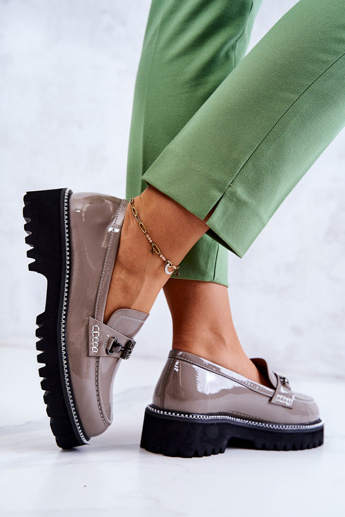 Lakované boty S Ornamentem Světle hnědá Adison