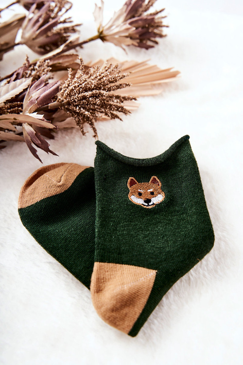 Detské prezývky ponožky zelené Lisek