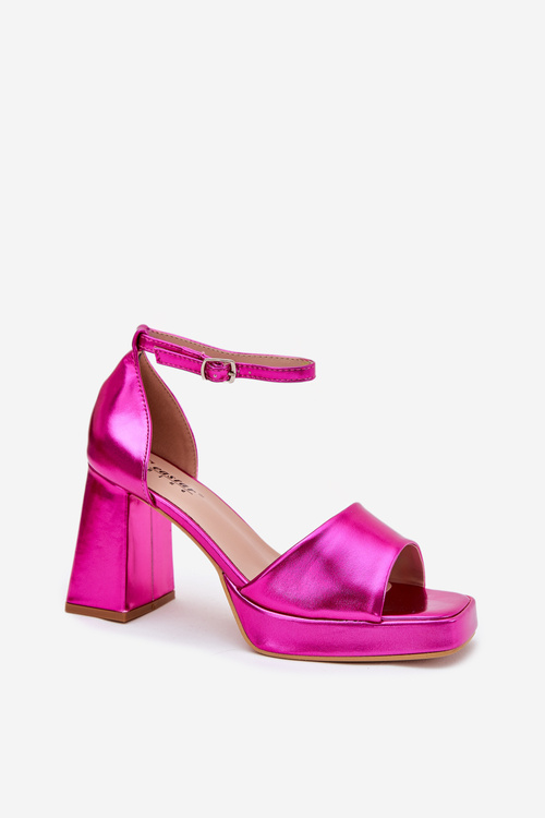 Lakovane Dámské Sandály Na Podpatku Fuchsie Marila