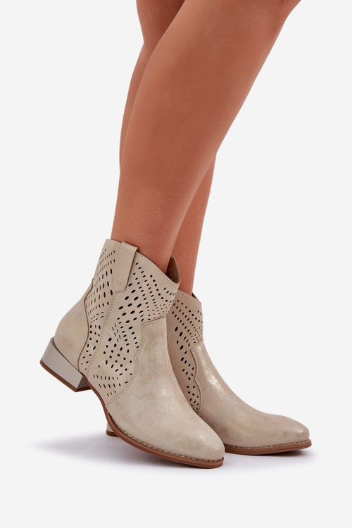 Dámské Botky S Otvory Na Nízkém Podpatku Zlaté Neliawen