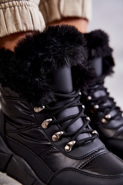 Dámske čipky -Snehové topánky Black Anna