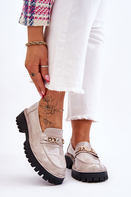 Maľované mokasíny na platforme Jasnoszare Ronin