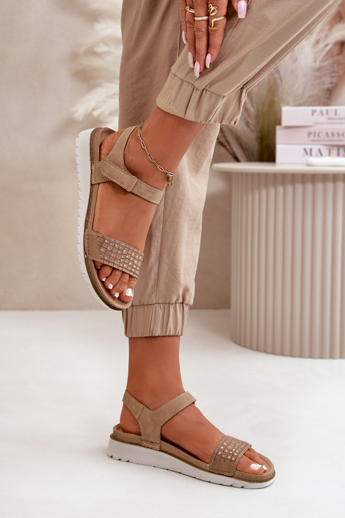 Pohodlné a lehké dámské sandály na suchý zip Inblu CN000041 béžovo-zlaté