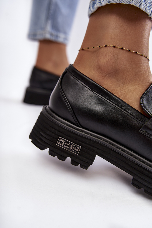 Dámska kožená topánka veľká hviezda kk274498 čierna