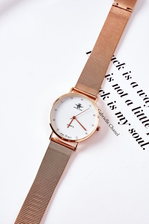 Sieťový náramok hodinky Michael John Pink Gold