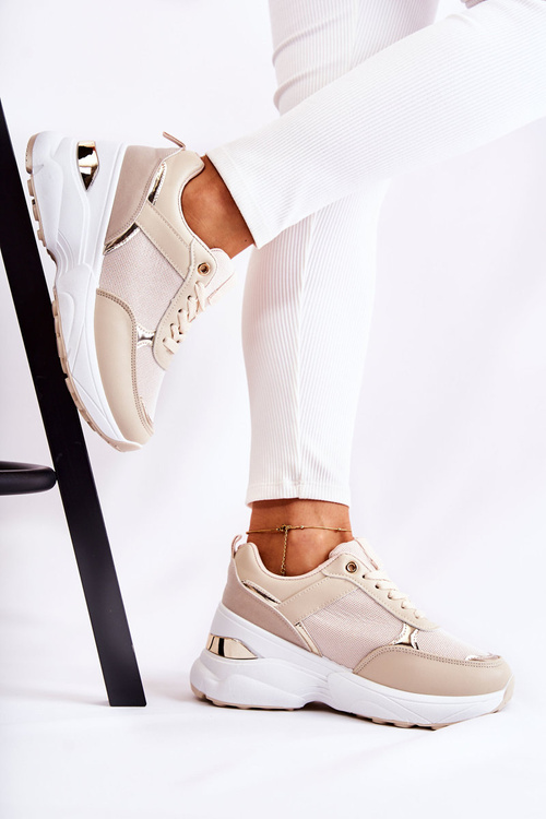 Ženské lesklé športové športové topánky pre béžovú aktivitu