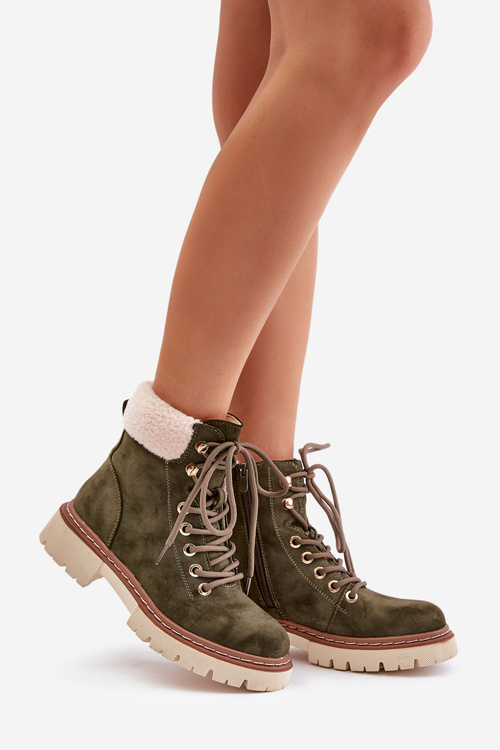 Zateplené boty dámské na zip zelené Ferelia