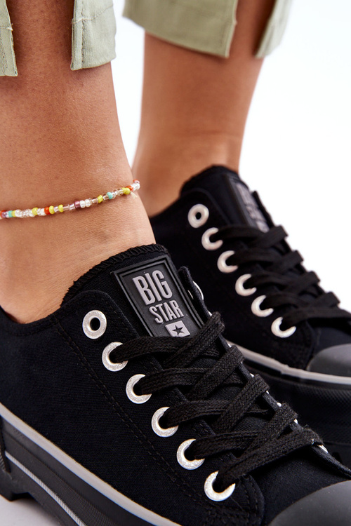 Materiálne tenisky na čiernej platforme Big Star LL274149