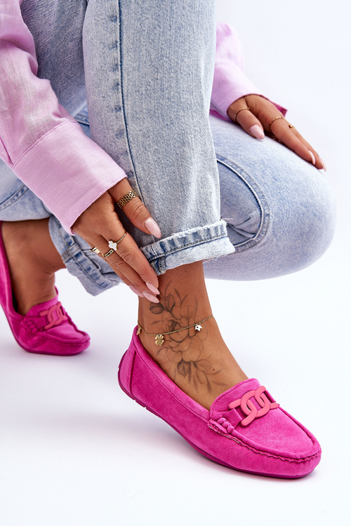 Dámske módne semišové ružové mokasíry Rabell