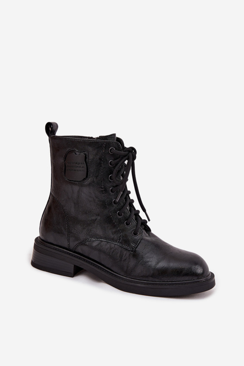 Kožené dámské workery s ozdobným detailem Maciejka K7180-01 Černé