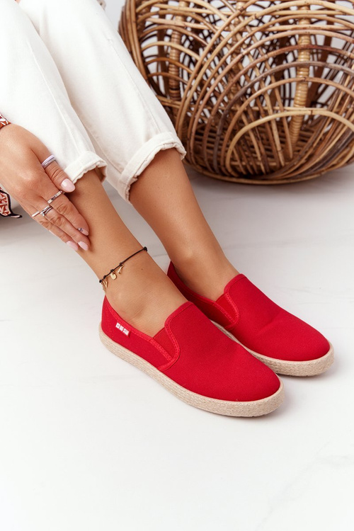 Espadrilles na opletenej podrážke veľkej hviezdy DD274018 červená