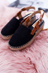 Dámske semišové espadrilly na platforme Black Parteno