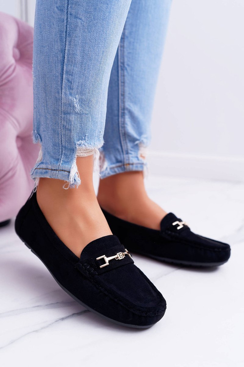 Dámské Mokasíny Eko-semišové Černé Anzio