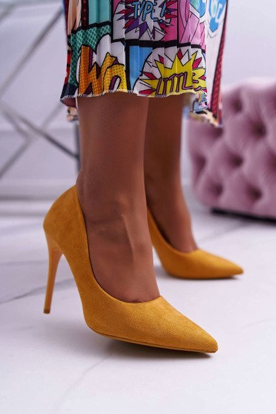 Dámske vysoké podpätky žlté žlté