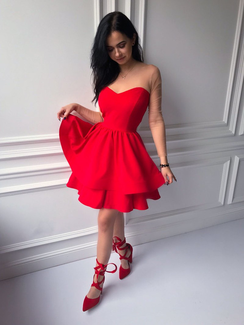 Dámské lodičky na podpatku eko-semiš červené Demmi