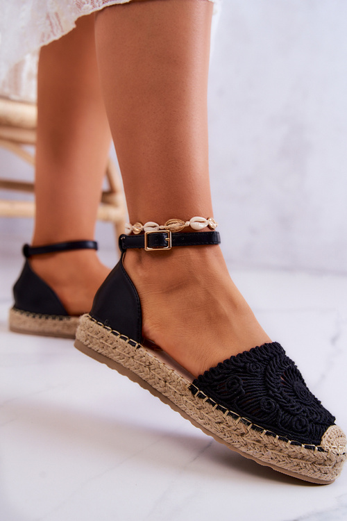 Dámske espadrilly na platforme Black Calise Braided