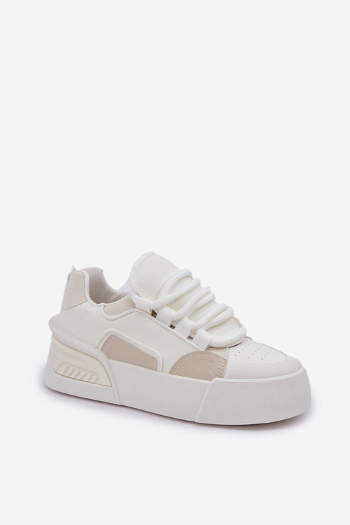 Dámské tenisky s tlustými šňůrkami na platformě bílé Laloma