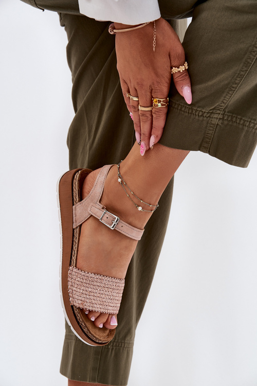 Dámske Sandále S Pletením Na Pásku Rúžové Inblu GS000050