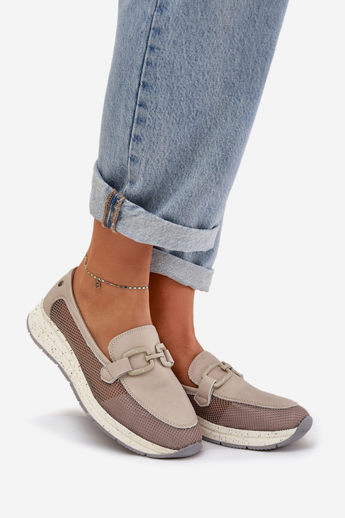 Dámské Kožené Mokasíny D&A TW210 Šedé