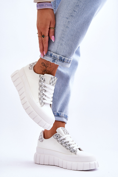 Dámské kožené tenisky na platformě bílé Alison