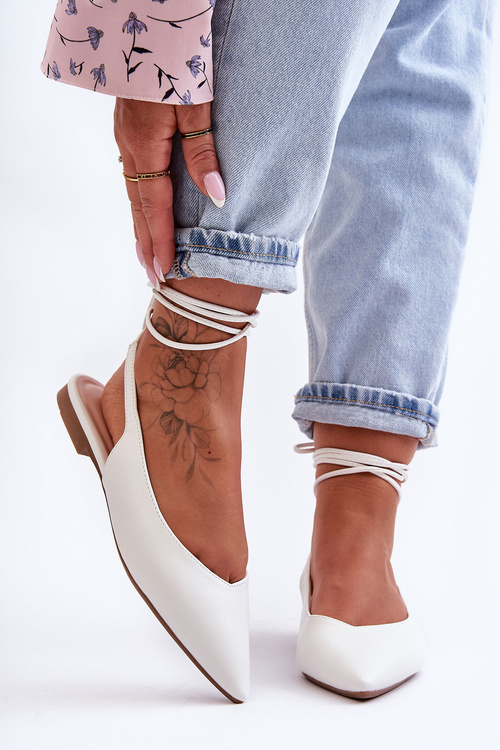 Dámske zviazané biele baleríny Lilly Ann