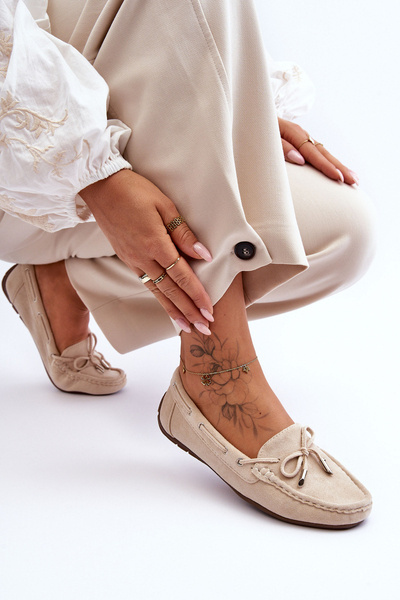 Ženské semišové mokasíny béžové