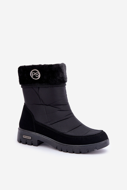 Módne izolované snehové topánky žien Progress progj-21-13 čierna