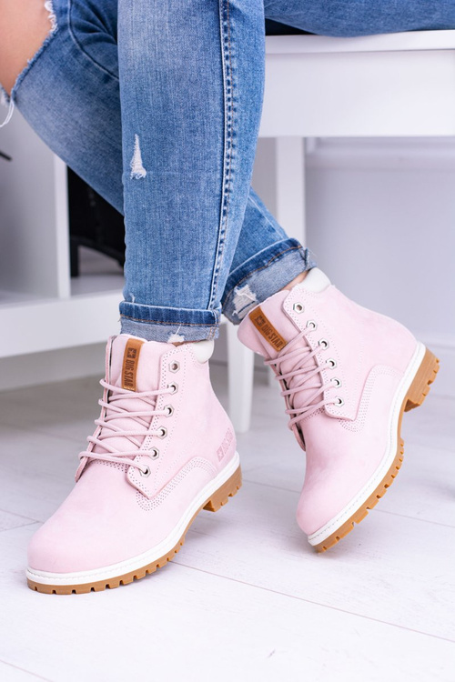 Big Star Boots Dámske drevené pasce prášok ružový timon