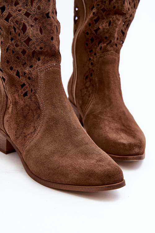 Zazoo 3403 Prezradené Dámske Topánky Na Nízkom Podpätku Hnedé