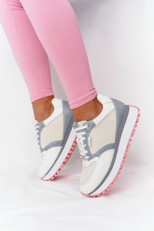 Kožené Sportovní Boty Na Platformě GOE HH2N4008 Bílé