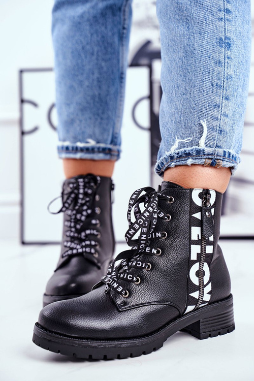 Dámské Kotníkové Ploché Boty Černé Verso