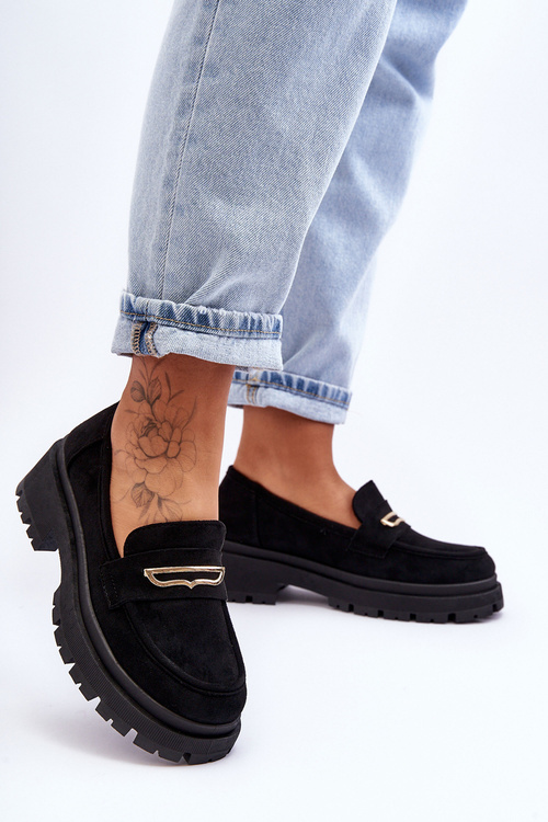 Dámské semišové slip-on mokasíny černé Pure Love