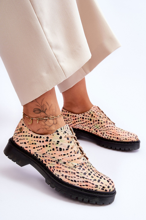 Dámske kožené topánky Oxford Maciejka 04087-18 Orange-Black