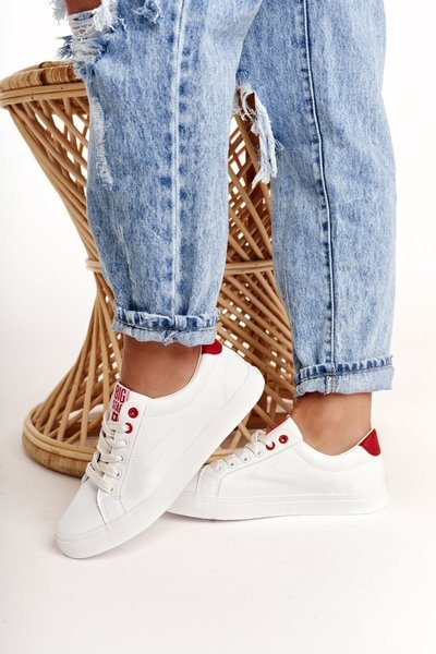 Dámské Kožené Tenisky BIG STAR BB274210 Bile červené