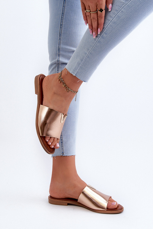 Dámské sandály z ekokože na ploché podrážce zlaté Maliha