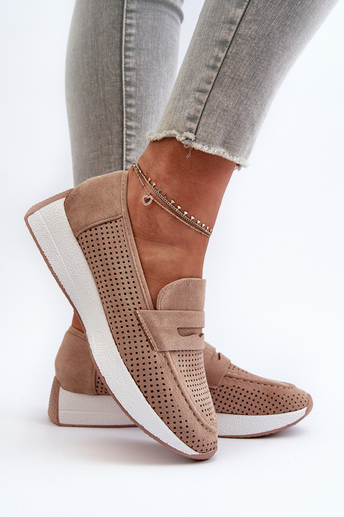 Dámske mokasíny na platforme z ekologického semišu béžové Inesqua