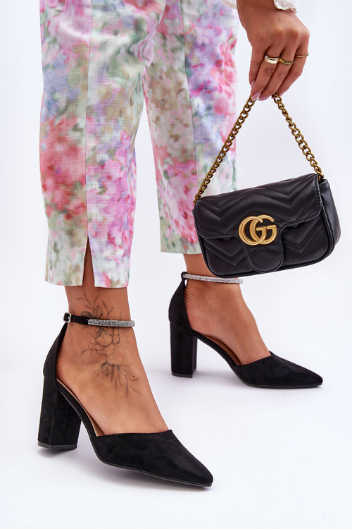 Semišové čerpadlá s zirkónmi čierny diamant