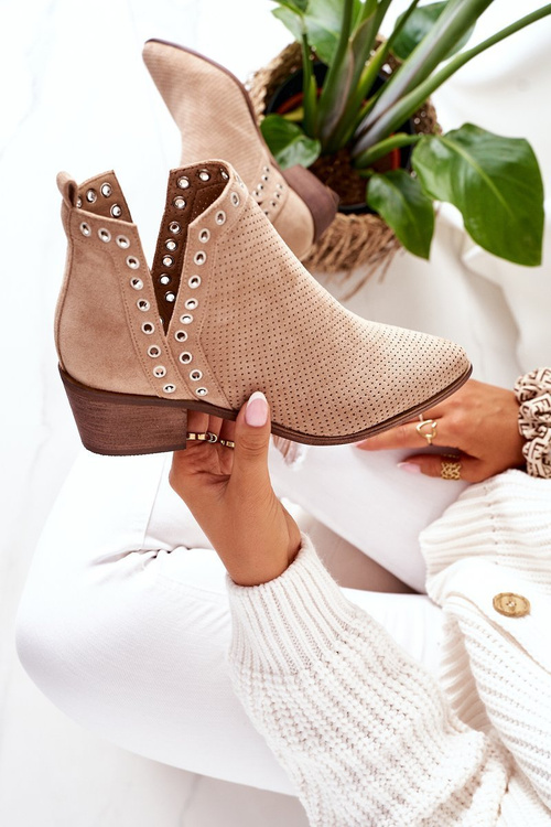 Otvorené topánky s výrezmi béžové západné