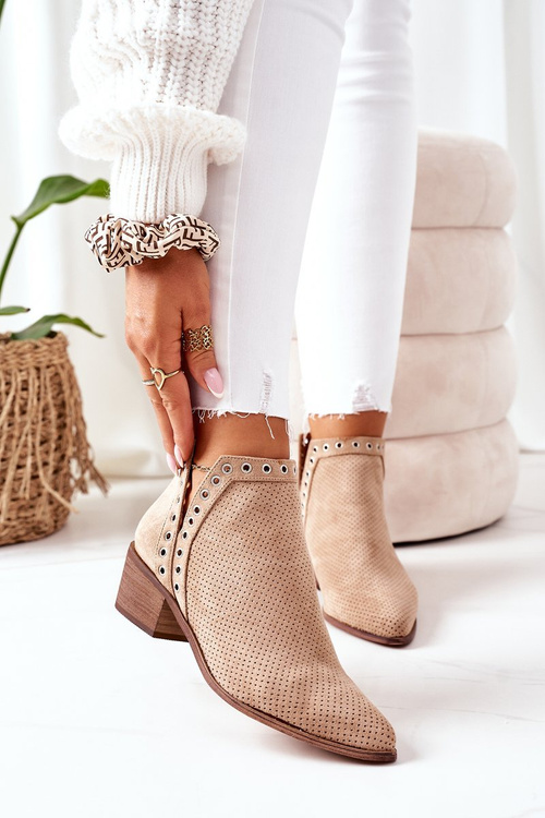 Otvorené topánky s výrezmi béžové západné