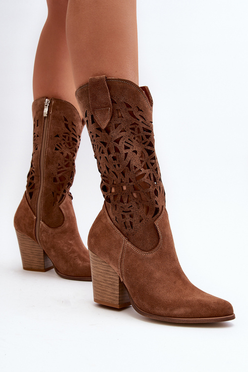 Dámske topánky Openwork na Zazoo 3414 Suede Post Brown