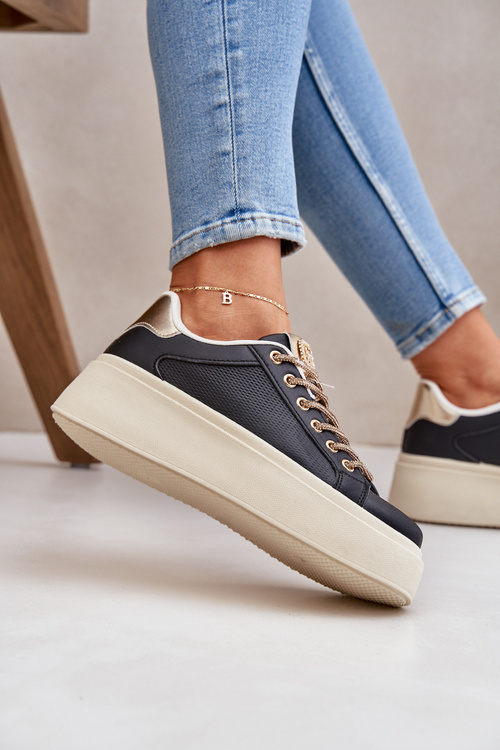 Snímače na platformě s ozdobnými šňůrkami černé Fonetha