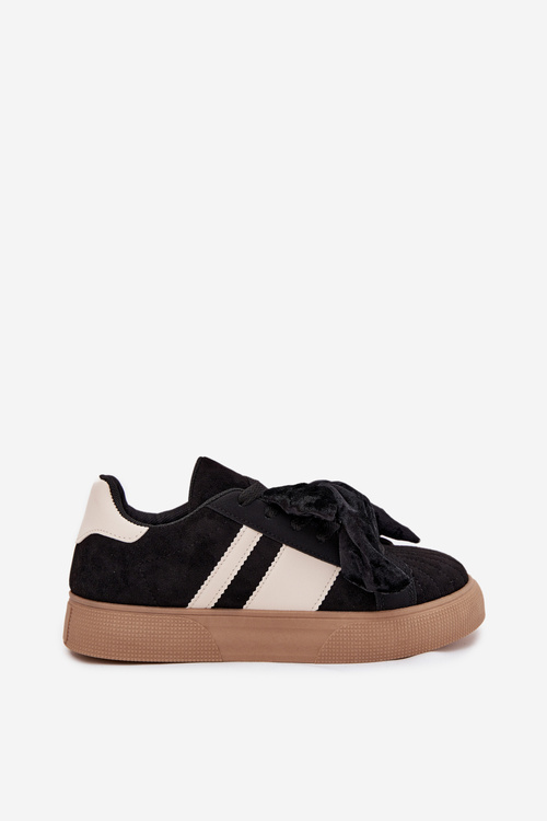 Dámské tenisky s semišovou mašlí černé Ashlyn