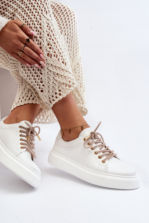 Kožené dámské sportovní boty CheBello 4362 bílé