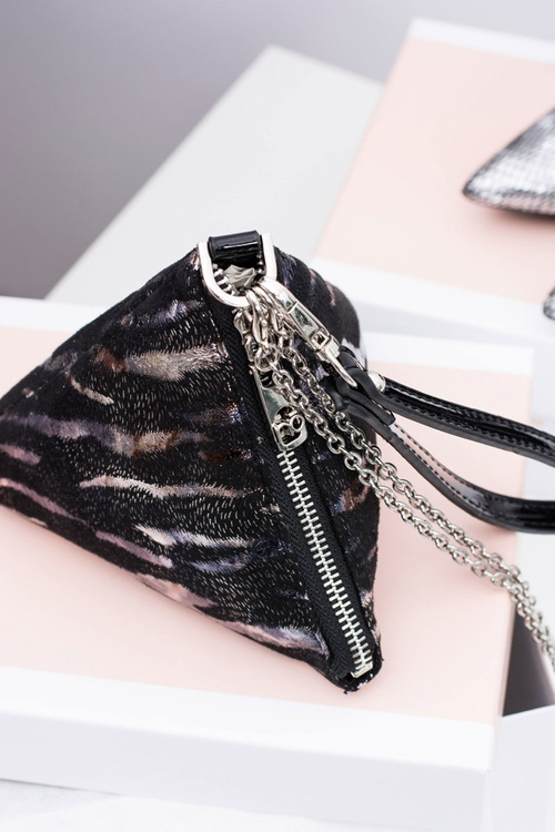 Women Handbag Pyramid Gray Black Nobo