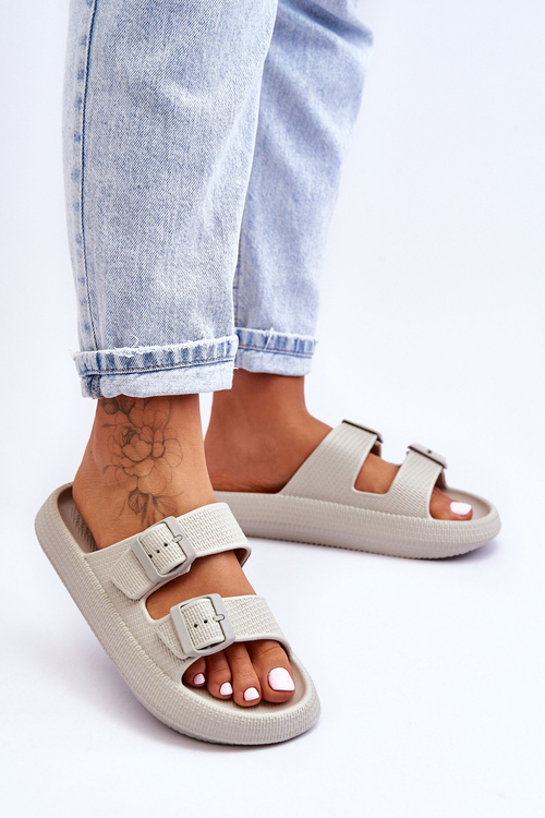 Dámské pěnové sandály s pruhy světle šedá Sharmen