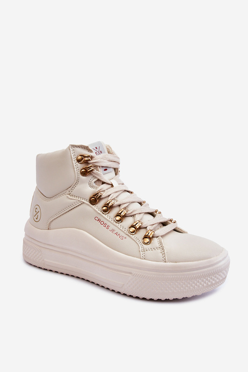 Dámske vysoké tenisky krížové džínsy KK2R4027C Beige