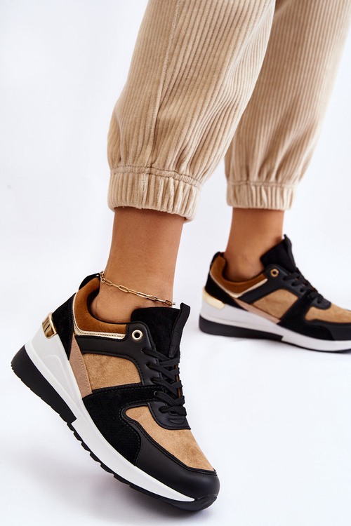 Klasické béžové a tenisky na klínku černé Collide