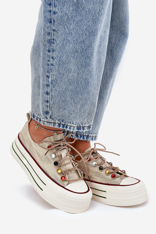 Dámske Tenisky Na Platforme Béžové GOE RR2N4105