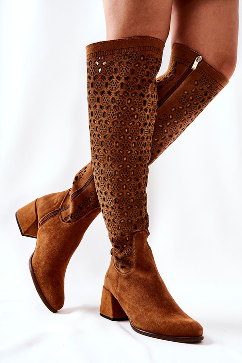 Semišové topánky s otvoreným vzorom hnedá Hekilea