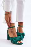Módní Sandály S Mašlí Na Podpatcích Zelená Callum